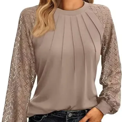 O-NECK  LACE SLEEVE SHIRT